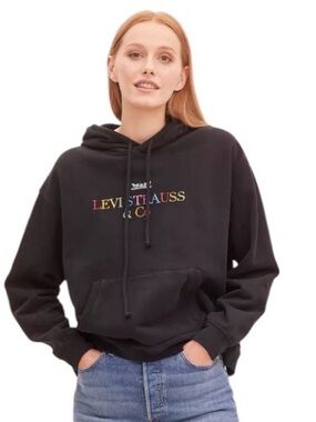 Levi's Women's 'Unbasic' Hoodie - 90s Text Logo Hoodie Meteorite Sz XS
